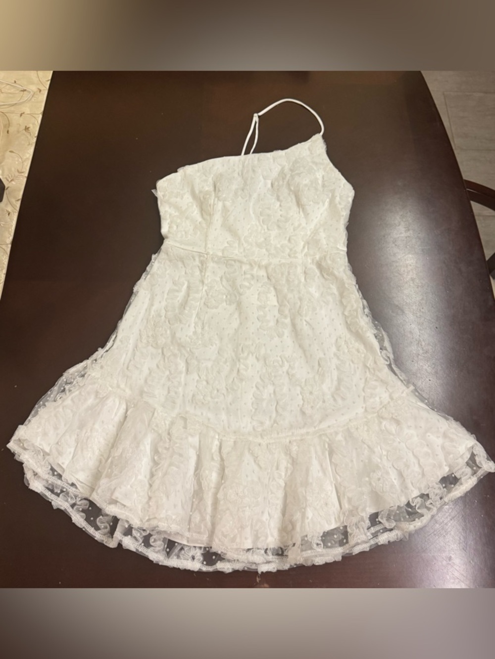 Livia One Shoulder Lace Ruffle Mini Dress